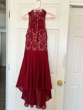 Speechless Burgundy Lace High-Low Dress